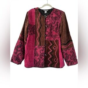 Indigo Moon Patchwork Jacket in Berry Pink and Brown
